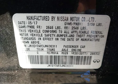 2018 Infiniti Q50 3.0T Luxe z USA, uszkodzony, nr VIN JN1EV7AR3JM430311